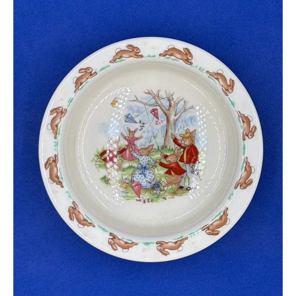 Royal Doulton Bunnykins Baby Toddler Porcelain Bowl + 2 Handle Cup Feeding Set‎